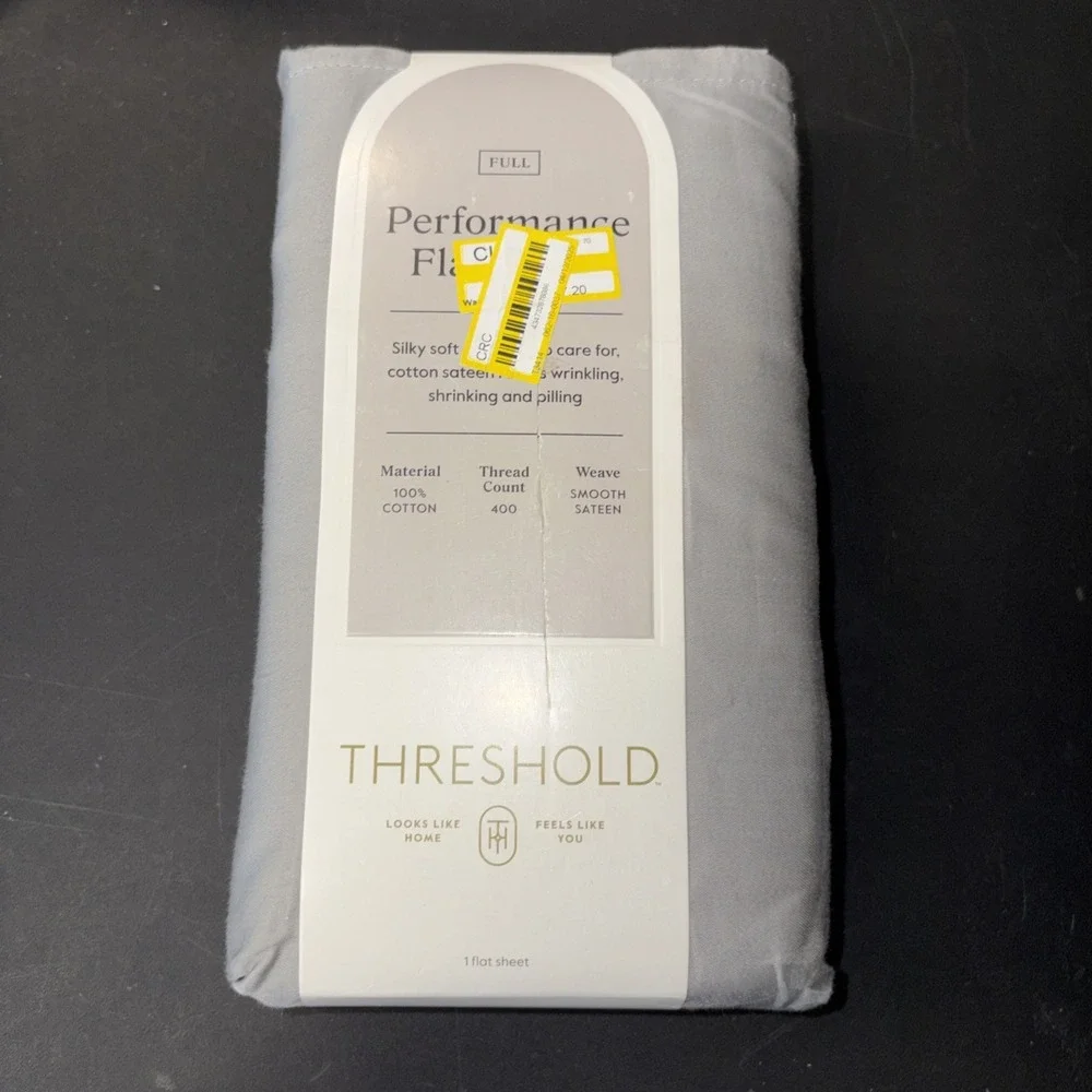 Full 400 Thread Count Performance Flat Sheet Gray - Threshold: Cotton 28327